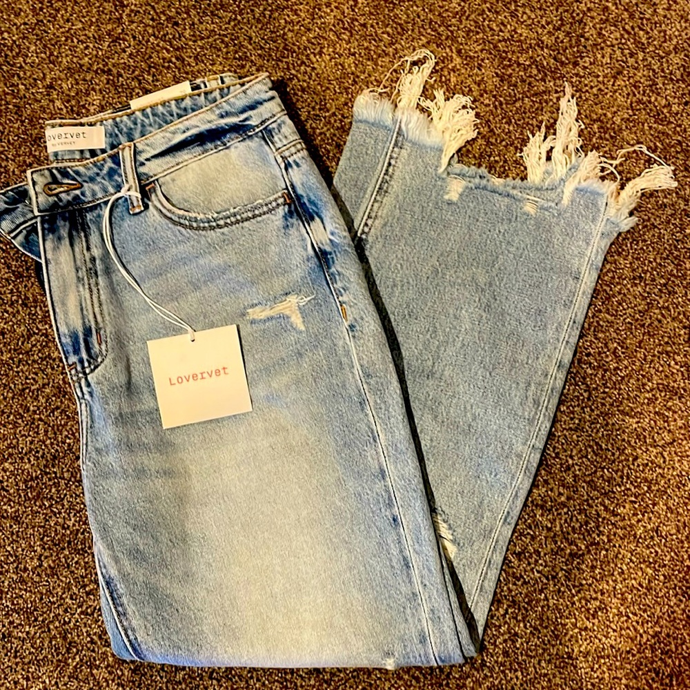 VERVET BY FLYING MONKEY Light Blue Cropped Jeans